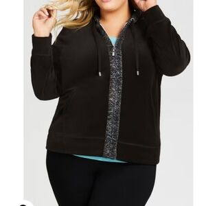 Women's Metallic Velour Jacket With Rhinestone Accents  Black Size 30/32     NWT